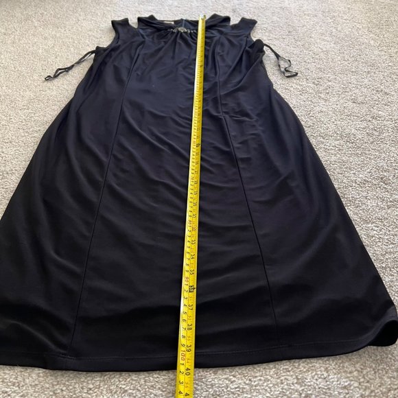 Anne Klein Jewel Halter Neck Black Cold Shoulder Midi Dress size 12 - Picture 9 of 10